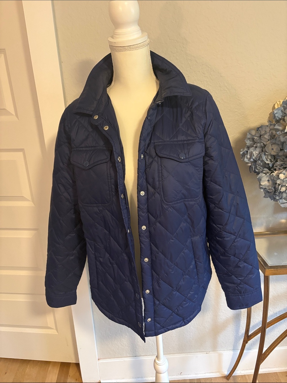 J. Crew Women's Navy Quilted Puffer Jacket